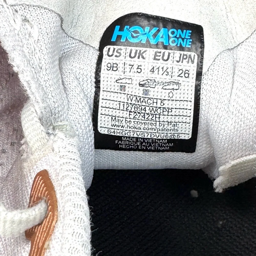 Hoka Mach 5 White Copper Athletic Running Shoe Women’s Size 9 - Picture 14 of 14